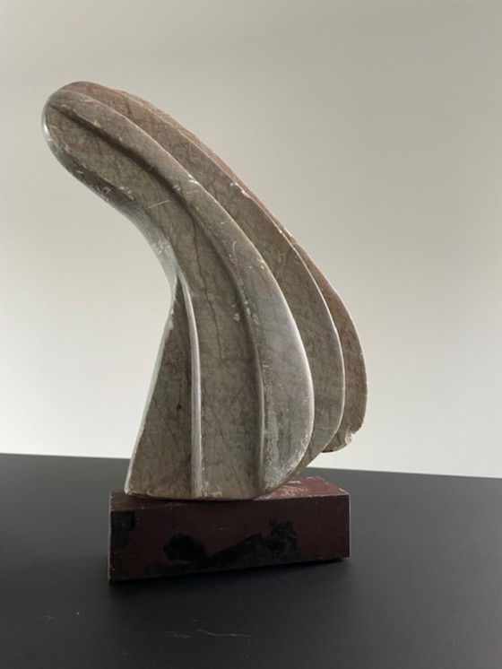 Image 1 of Scultura brutalista in pietra su acciaio Corten