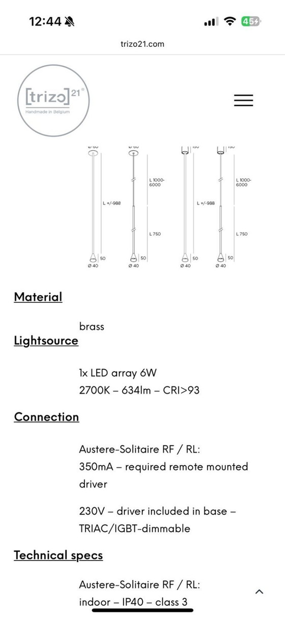 Image 1 of Trizo21 Austere Hanging Lamp Gunmetal Dimmable