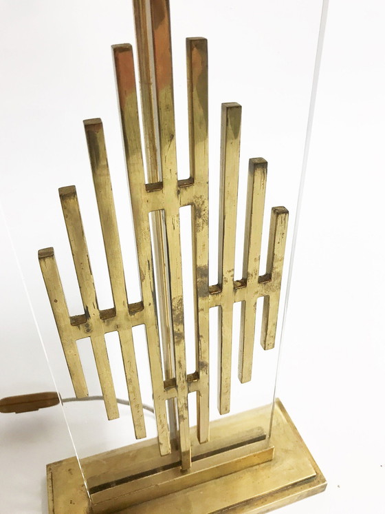Image 1 of Lampada da tavolo vintage in bronzo e lucite, anni '60