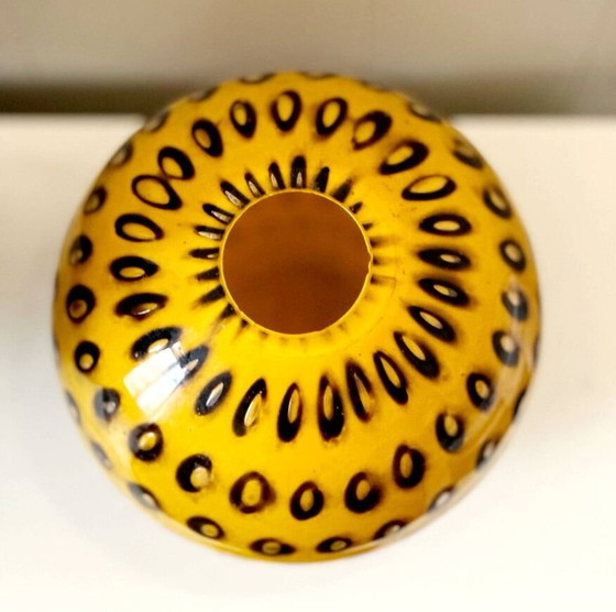 Image 1 of Antique Black And Yellow Speckled Glass Vase