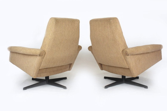 Poltrone Vintage Space Age Cecoslovacche, anni '70, Set di 4, Zona salotto, Tessile, Metallo, Beige (foto 5 di 13)