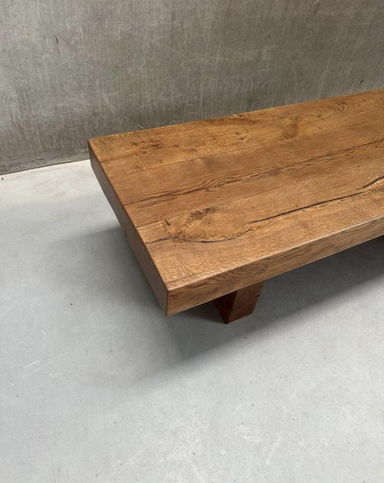 Image 1 of Brutalist Wabi-Sabi Solid Oak Coffee Table