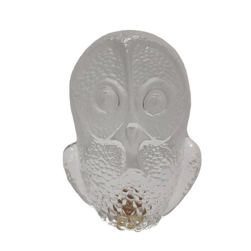 Chouette de cristal suédoise par Mats Jonasson, fin du XXe siècle