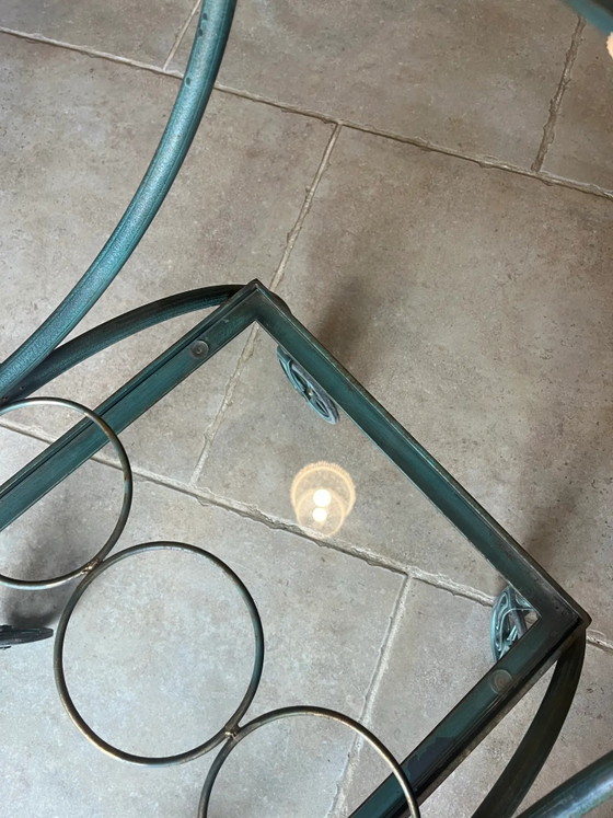 Patinated green-grey wrought iron dessert table – Bar carts, Glass, Art Nouveau (photo 13 of 16)