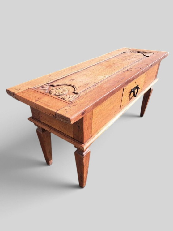 Large old Spanish sidetable, hall table, dimensions 171x45cm and 82cm high, Consoles, Metal, Wood, Brown (photo 4 of 5)