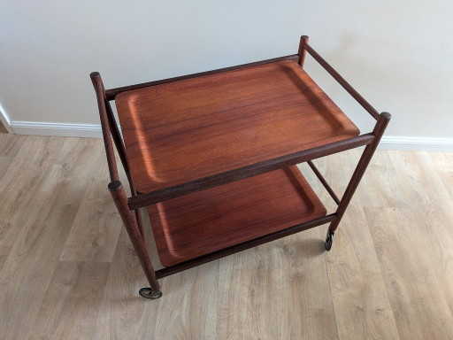 Chariot / Chariot de Bar Vintage Danois en Teck – 1960 - Style Pastoe / Cees Braakman / Coja Culemborg
