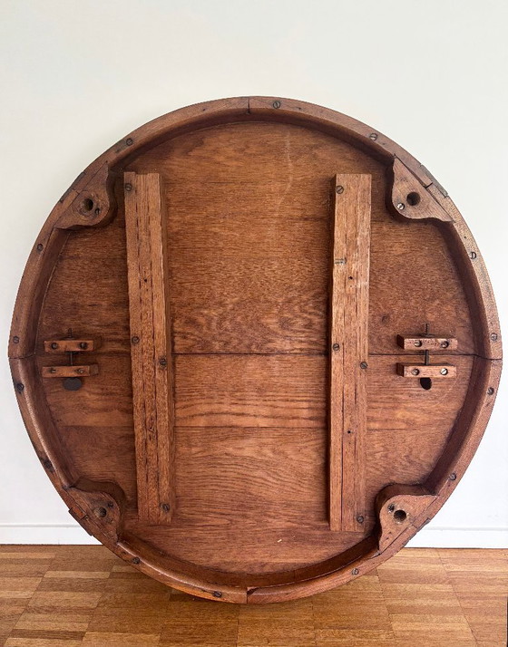 Vintage round table, oak, extendable – Dining tables, Wood (photo 3 of 11)