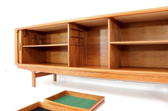 Image 1 of as new, Dyrlund Danish Mid Century Teak Sideboard / Vintage Credenza avec portes tambour, entièrement restauré