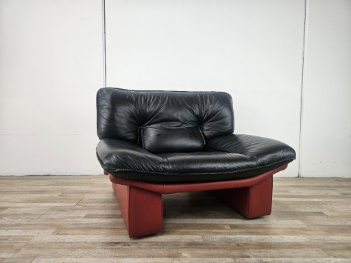 Roter und schwarzer Ledersessel von Nicoletti Salotti