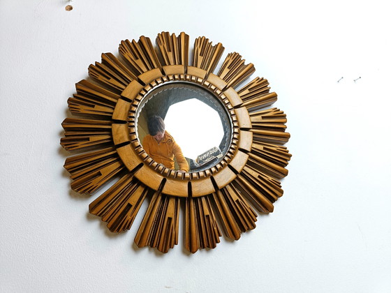 Image 1 of Vintage Golden Sunburst Mirror, 1960s