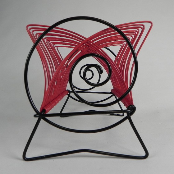 Record rack for singles or LPs, 1950s – Magazine rack, Iron, Plastic (photo 7 of 10)