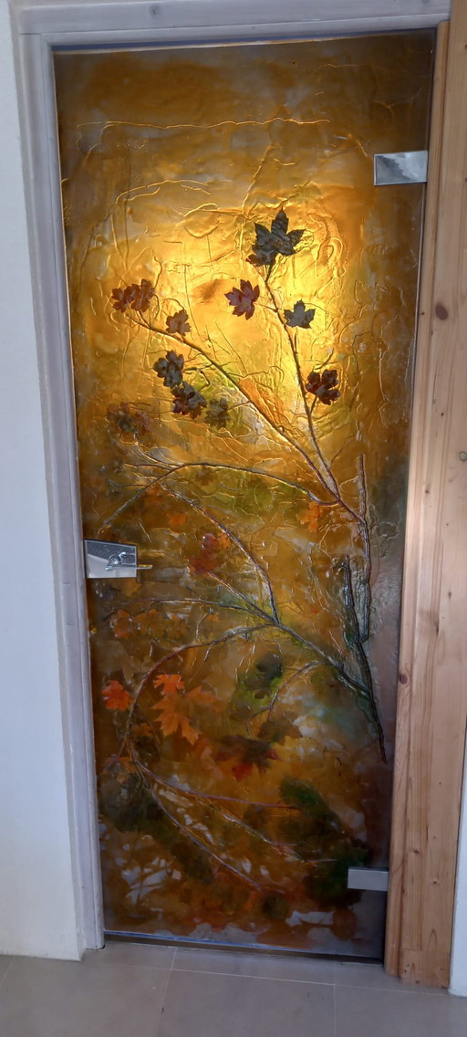 Porte vintage Résine Branches et feuilles signée LEONARD 1980