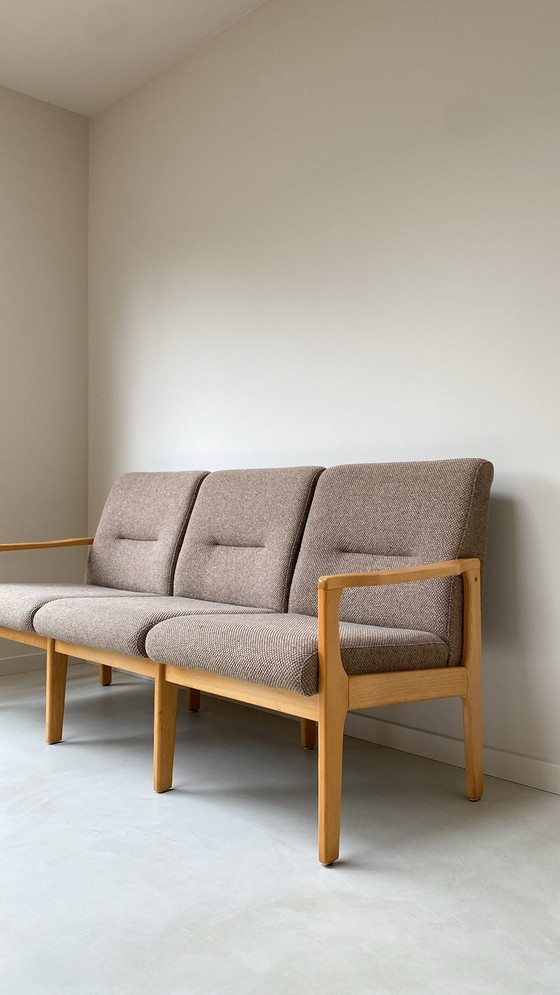 Image 1 of Vintage Wooden Sitting Area 3 Seater Sofa and 2 Armchairs