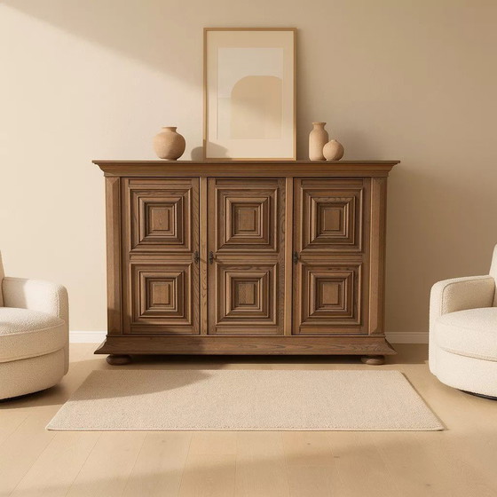 Image 1 of Brutalist oak sideboard - Mid-Century Modern