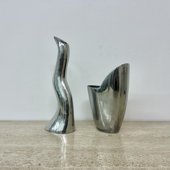 Image 1 of Set di 2 candelieri e vasi Anatomi Anna Efverlund IKEA in alluminio, 1970