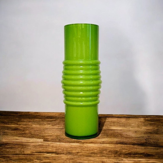 Image 1 of Vaso da pavimento in vetro scultoreo verde HEMA