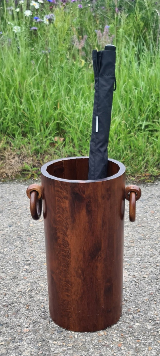 Image 1 of Vintage Wooden Umbrella Stand Brutalist '50s