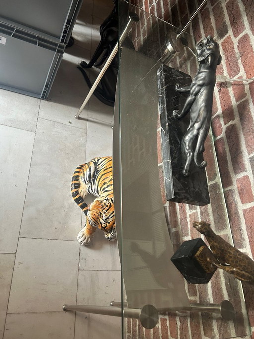 Moderne Sidetable Glas En Metaal – bijzettafels, rvs (photo 2 of 5)