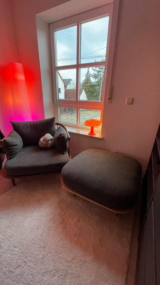 Image 1 of &Tradition Fly SC1 Lounge Chair + SC9   – Smoked Oak, Dark Grey 