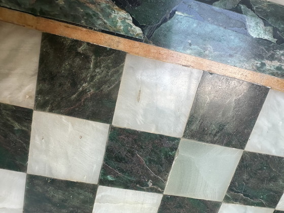 Image 1 of Vintage Marble Chess Set Malachite Natural Stone Onyx Green Chessboard