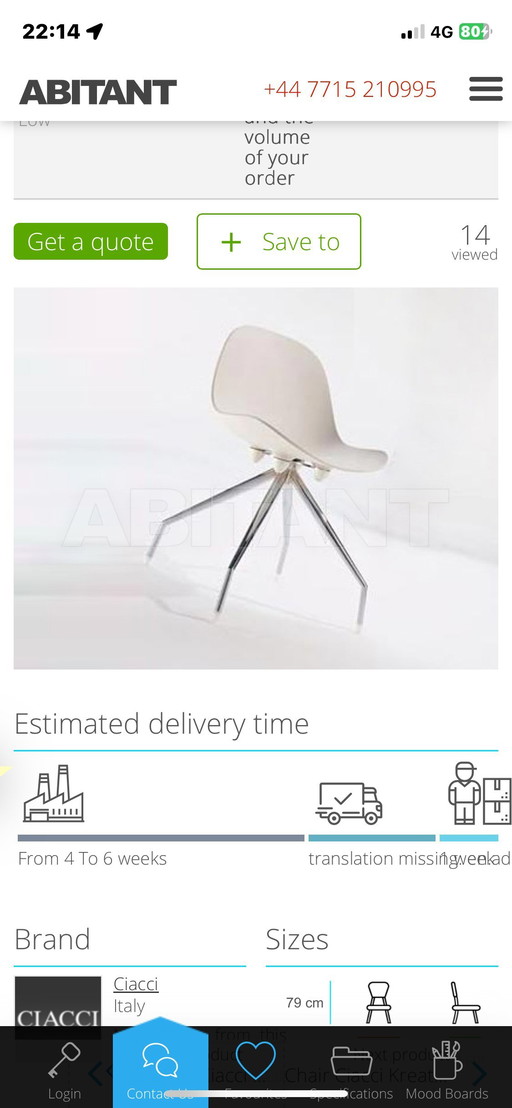 4x eetkamerstoel Italiaans design Ciacci Kreaty