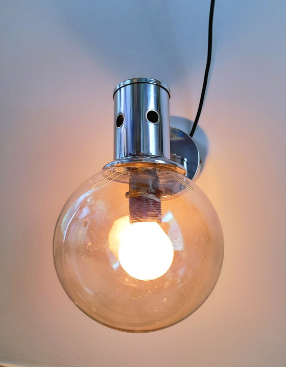 Image 1 of Par de apliques de pared cromados, década de 1970.