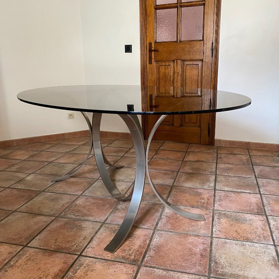 Tavolo ROCHE BOBOIS. 1970. Space age. 190x110, Tavoli da pranzo, Vetro, Argentato (foto 3 di 8)