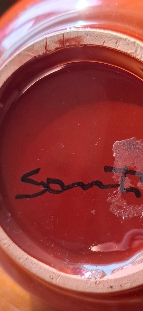 Image 1 of Signed Vintage Santi Italian Ceramic Vase - Mid-Century Modern 1970s - Perfect Condition
