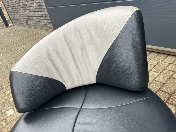 Image 1 of Leolux Kikko Chaise longue relax Senso pelle nera ZGAN!!!