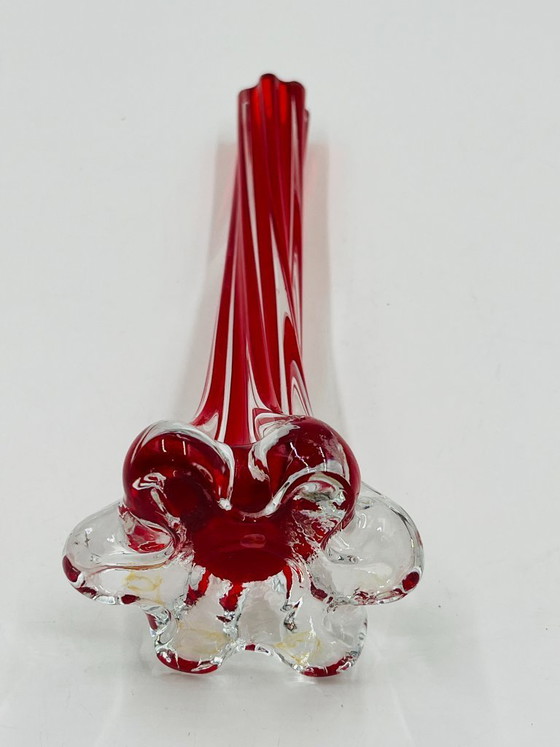 Image 1 of Sommerso Murano rode glazen soliflore vaas