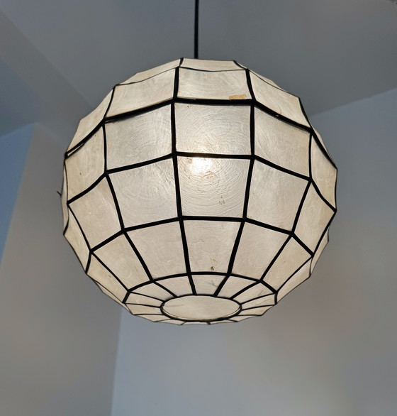 Image 1 of Mother-of-pearl and brass spherical suspension from the 60s