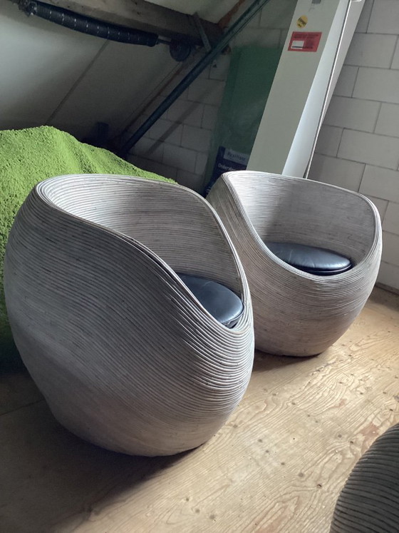 Image 1 of Habitat "Sarang" Rotan Pod Chairs  ‘80 (Set van 4) mid century style