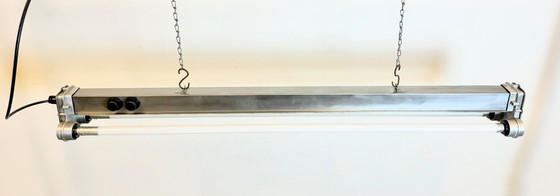 Image 1 of Industrial Polished  Hanging Tube Light, 1970s