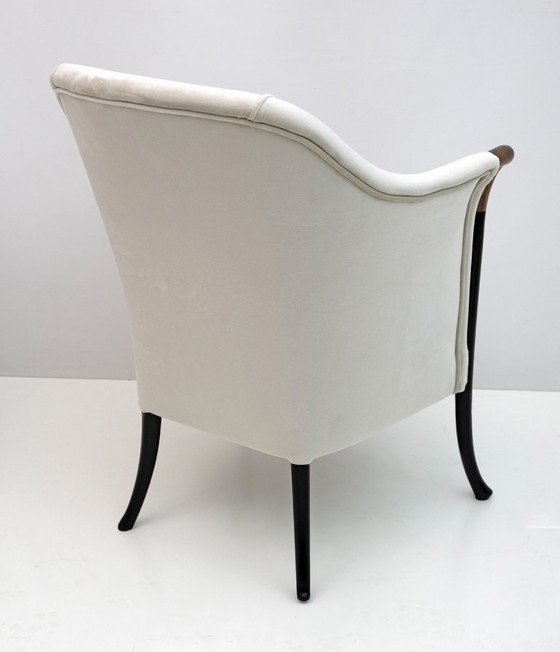 Image 1 of Paire de fauteuils italiens Giorgetti en velours "Progetti", années 1980