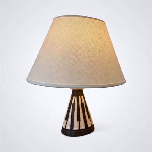 Scandinavian Modern Ceramic Table Lamp with Piano Key Design – 1960s, by M.A.&S., Sweden