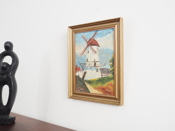 Image 1 of Peinture "Le moulin à vent coloré", design scandinave, 20e siècle, par Aage Verner Thrane