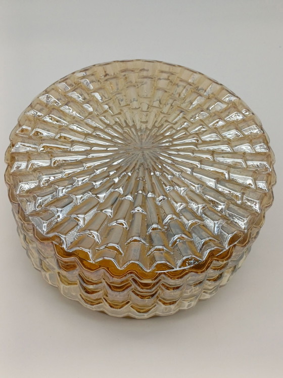 Plafonnier vintage, Céramique, Verre, Marron (photo 4 sur 10)