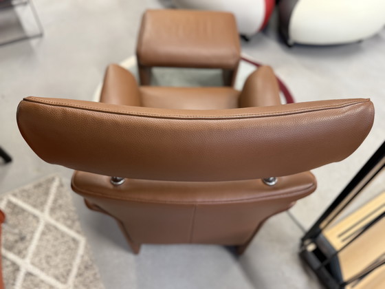 Image 1 of Jori Fauteuil Met Hocker Bruin Leer