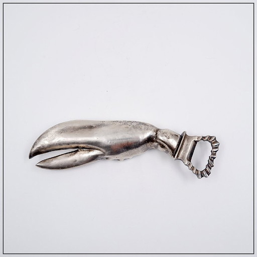 Apribottiglie a forma di aragosta in argento - Spagna, anni '70.