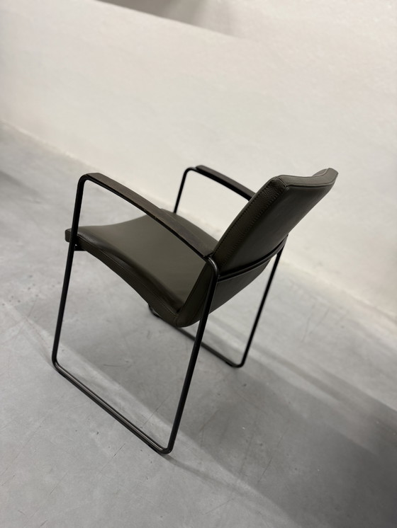 Image 1 of Leolux Talos Eetkamerstoel groen leer