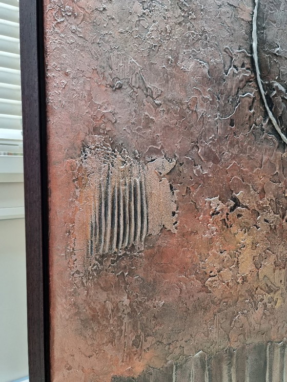 Image 1 of Frances Eckhardt - Hedendaagse kunst abstract figuratief schilderij structuur metallics 100x150 cm