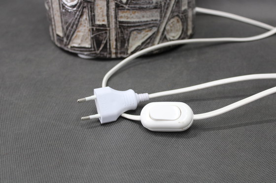 Image 1 of 1970er Keramik-Tischlampe von Axella mit Lampenschirm aus Stoff, Dänemark