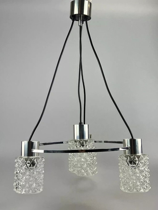 60s 70s lamp lamp ceiling lamp chandelier glass chrome space age