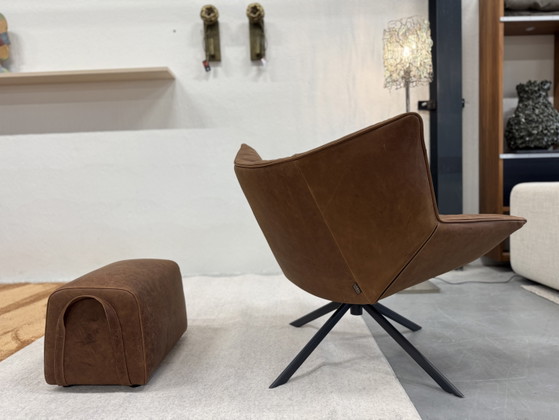 Image 1 of 2 Label van den Berg Gustav swivel armchair Bronco yak leather