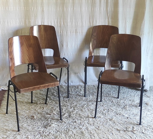 Baumann "Manathan" chairs - 1960s/70s – eetkamerstoelen, Wood