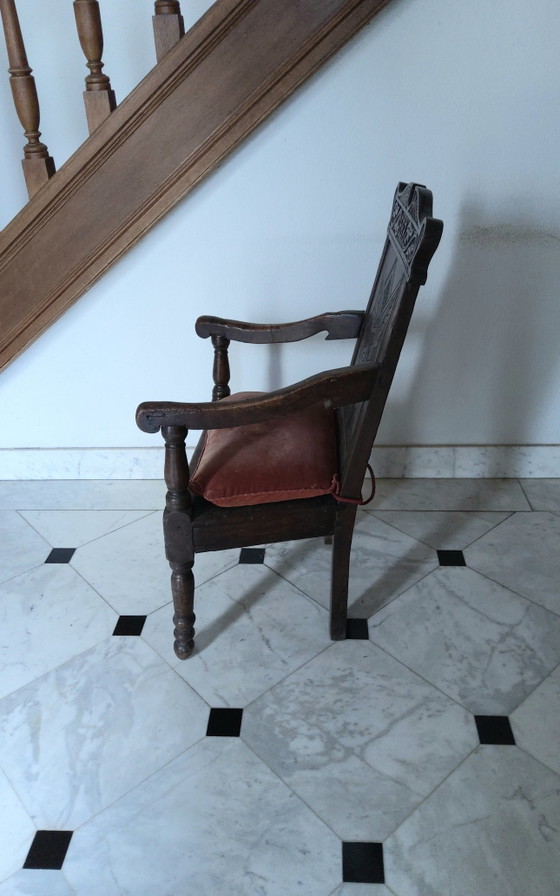 Antique Armchair 1659, Velvet, Wood, Brown (photo 7 of 11)