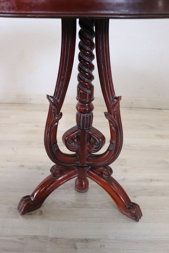 Image 1 of Tavolino in legno di faggio con piano in marmo, Italia XX secolo