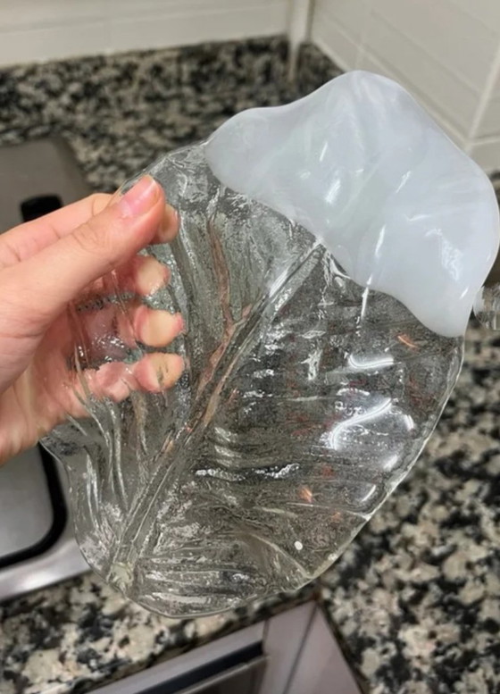 Image 1 of Mazzega Vintage Blad Wandlamp — Murano Glas (Italië, jaren 70) Gemaakt in Italië