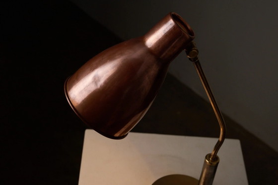 Lampe de bureau Mid-Century Modern en cuivre et laiton, Europe, années 1950, Mid Century Modern (photo 11 sur 11)