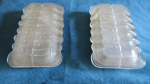 Mid-Century Pair of Frosted Ice Glass Wall Lights, 1960s